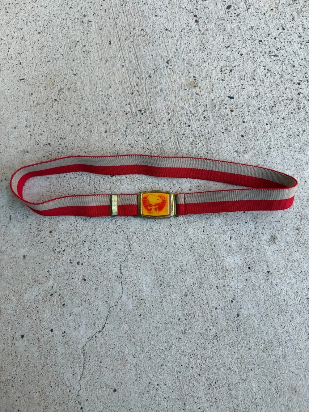 Vintage Snoopy Peanuts IFE NY USA Elastic Belt Red Grey Youth Collectible
